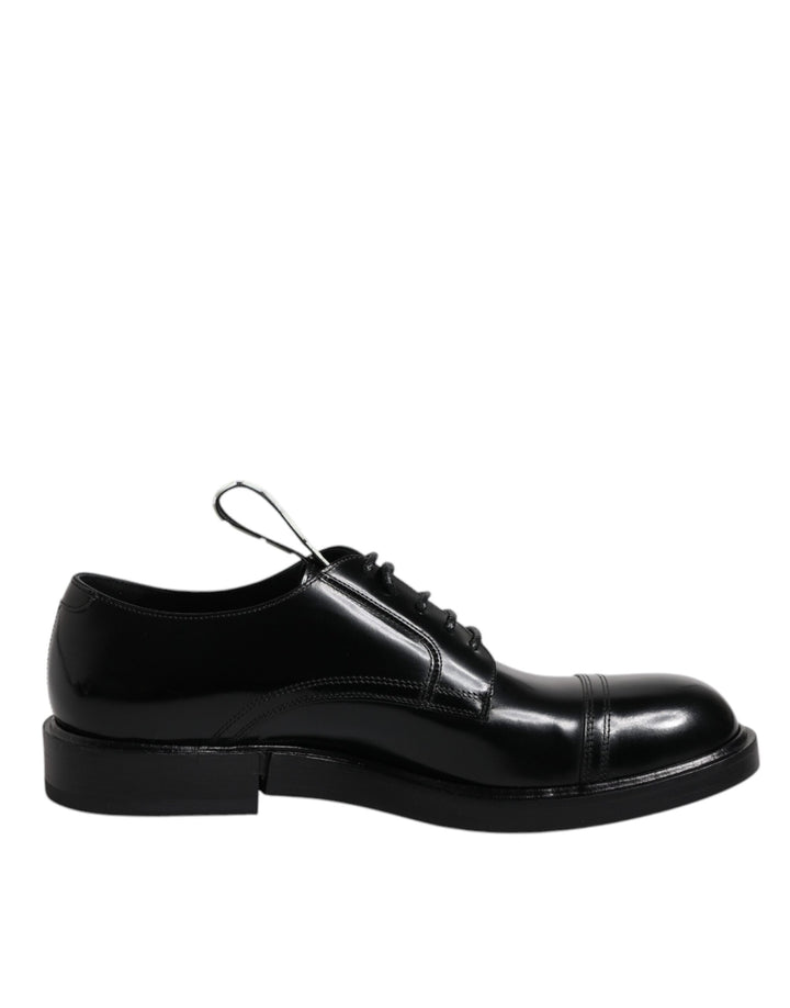 Dolce &amp; Gabbana Black Patent Leather Derby Lace Up Formal Dress Shoes