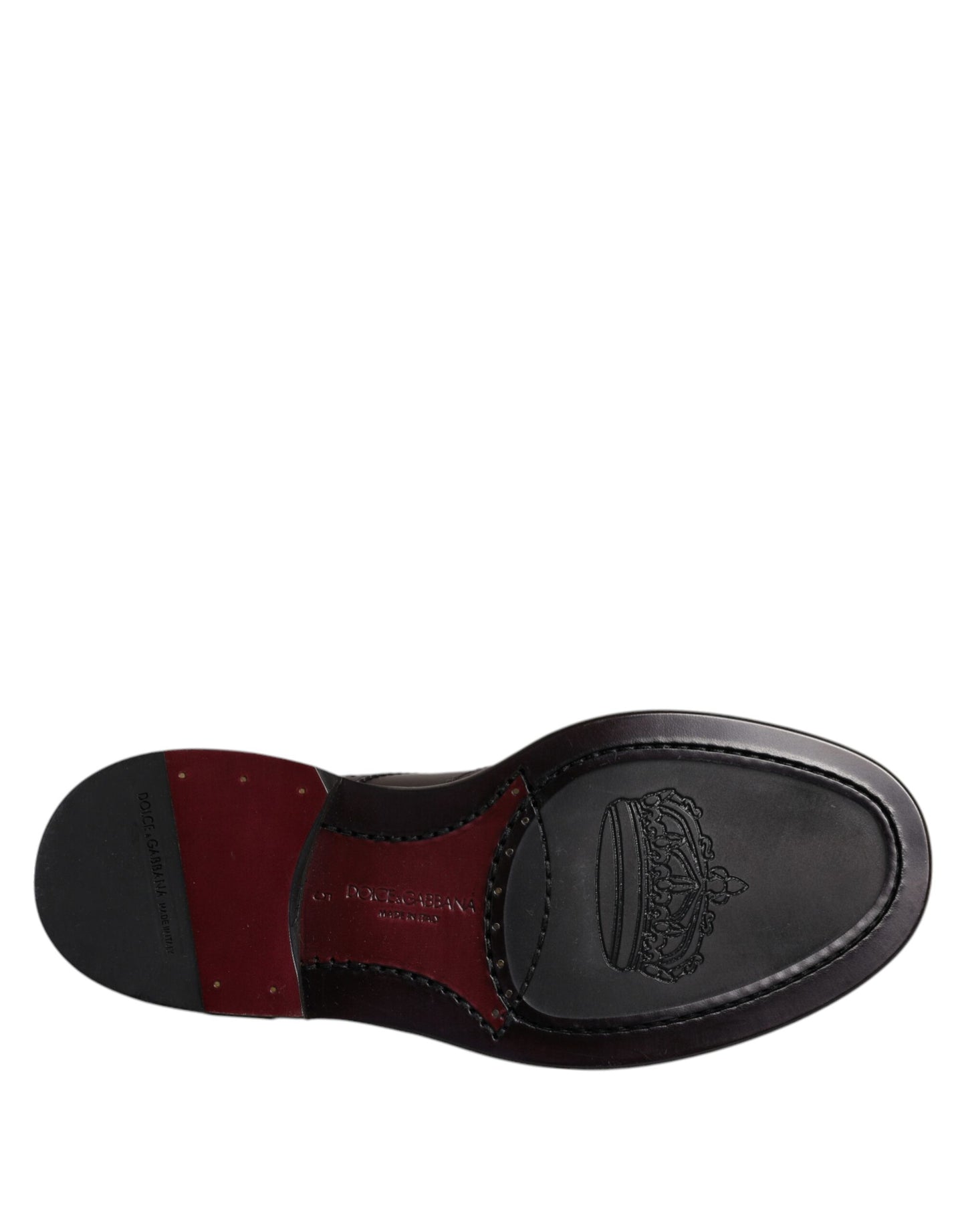 Zapatos de vestir formales con cordones y punta de ala Derby de cuero marrón de Dolce &amp; Gabbana