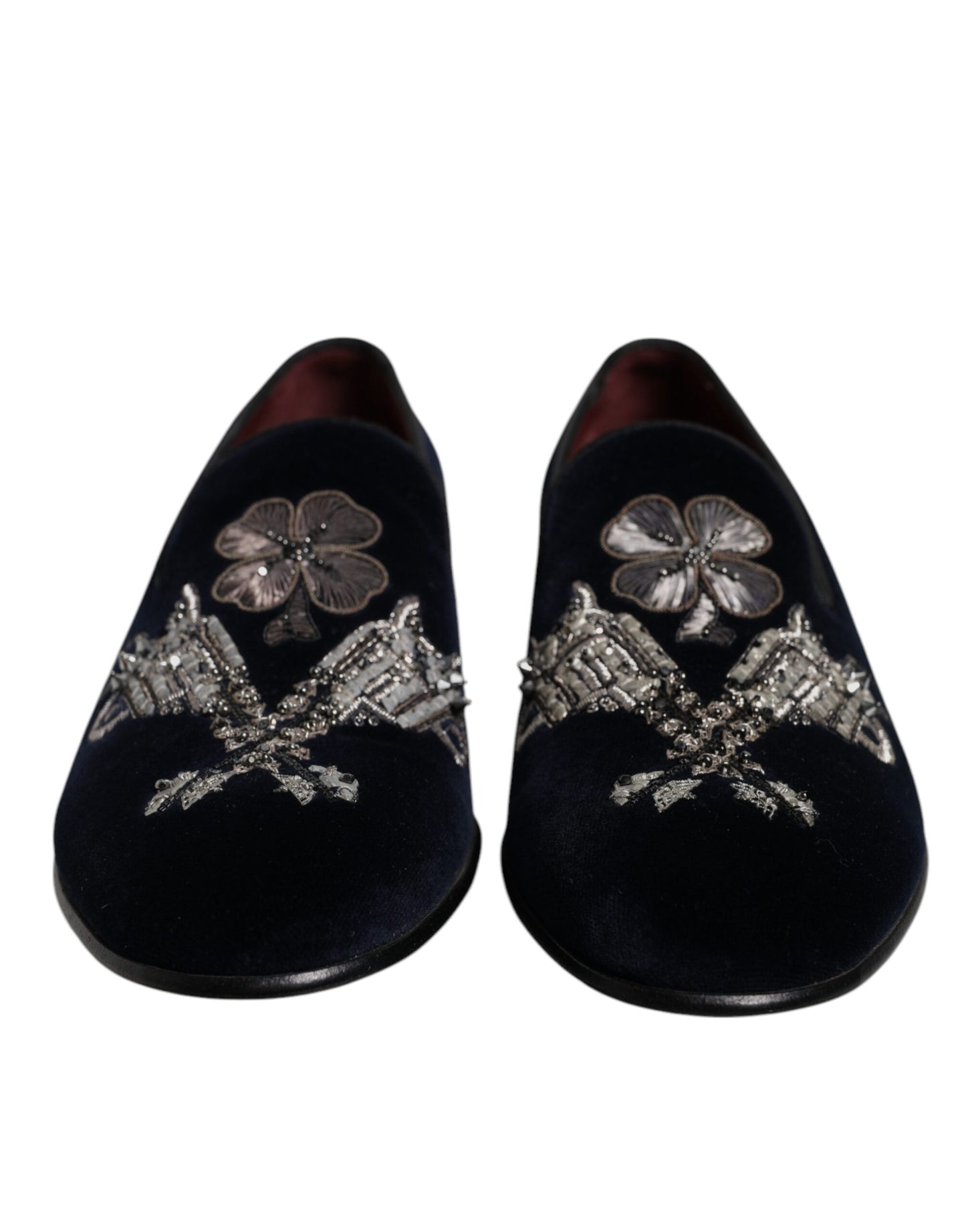 Mocassins à fleurs en velours noir Dolce &amp; Gabbana