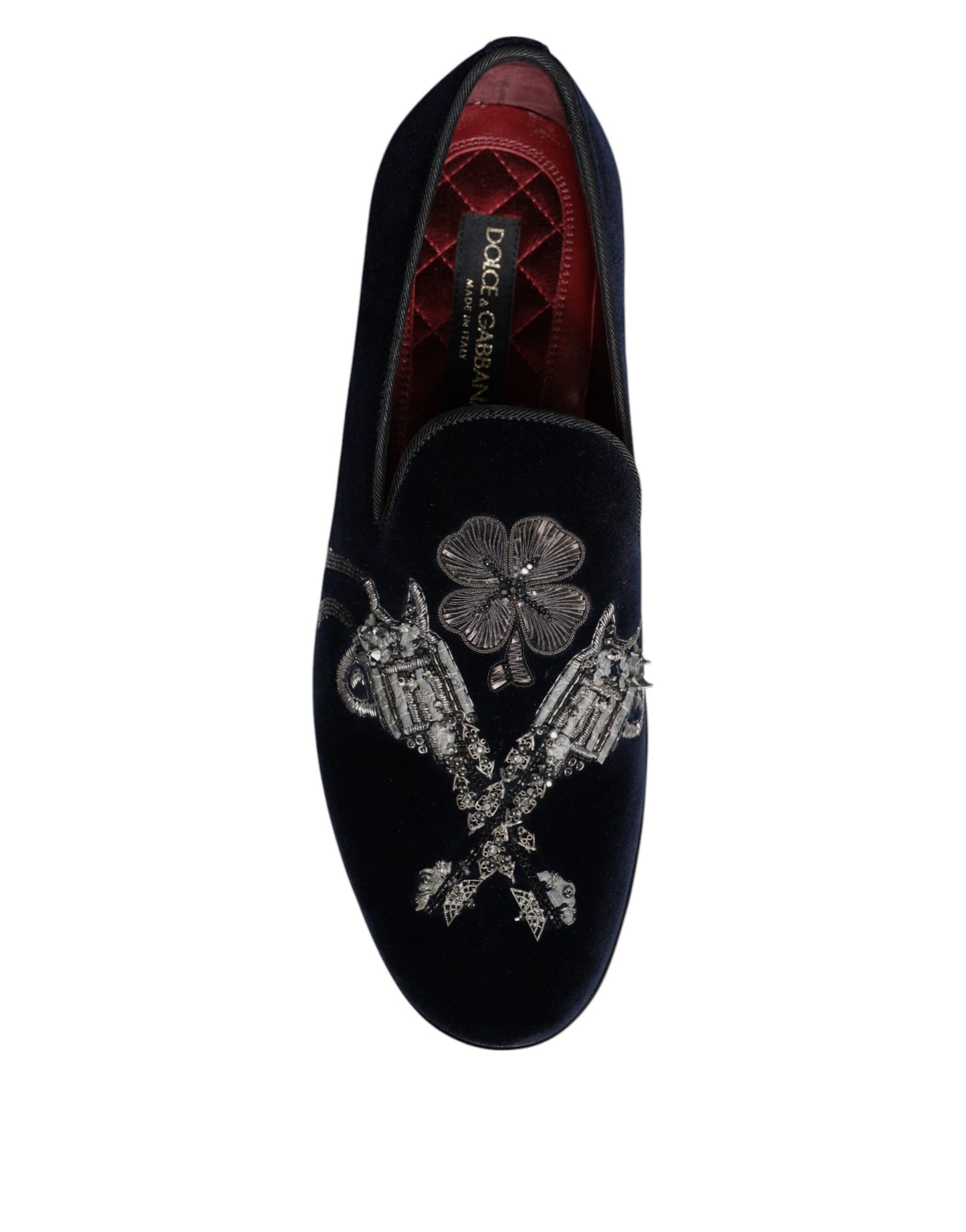 Mocassins à fleurs en velours noir Dolce &amp; Gabbana