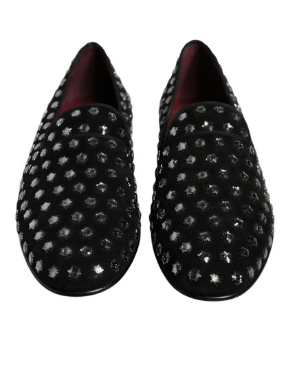 Mocassins noirs ornés de cristaux Dolce &amp; Gabbana