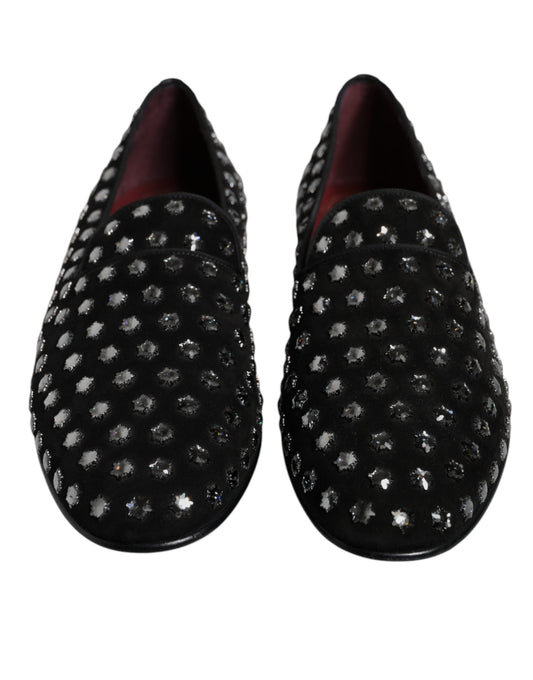 Mocassins noirs ornés de cristaux Dolce &amp; Gabbana