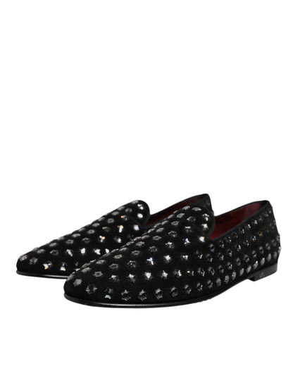 Mocassins noirs ornés de cristaux Dolce &amp; Gabbana