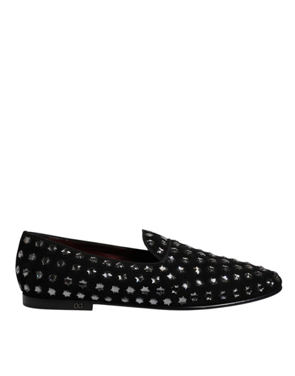 Mocassins noirs ornés de cristaux Dolce &amp; Gabbana