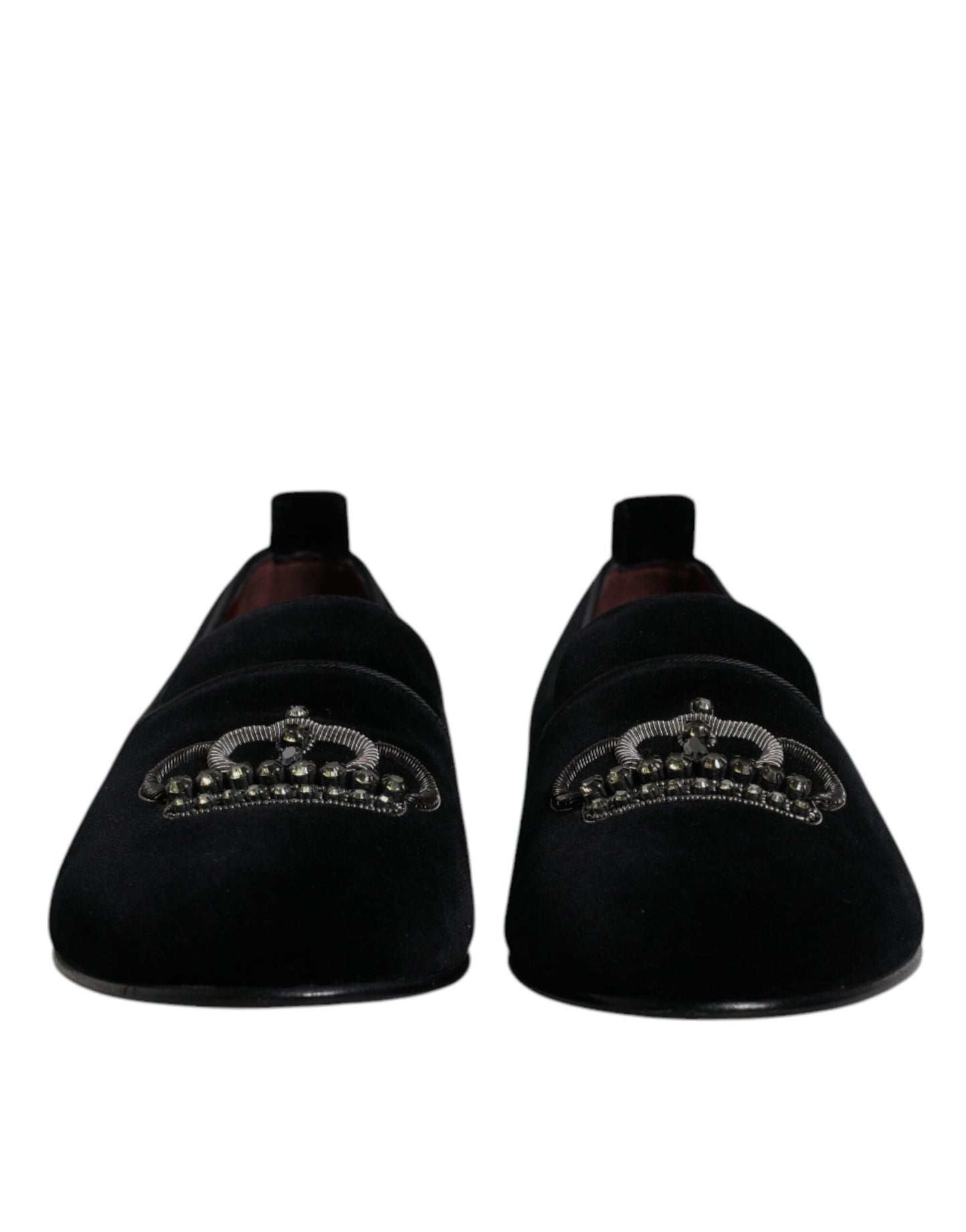Mocassins Dolce &amp; Gabbana en velours noir avec couronne en cristal