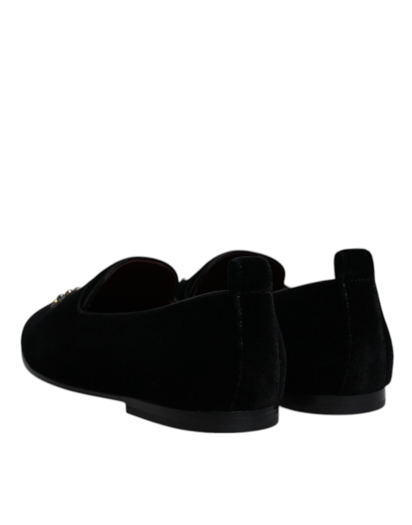 Mocassins Dolce &amp; Gabbana en velours noir avec couronne en cristal