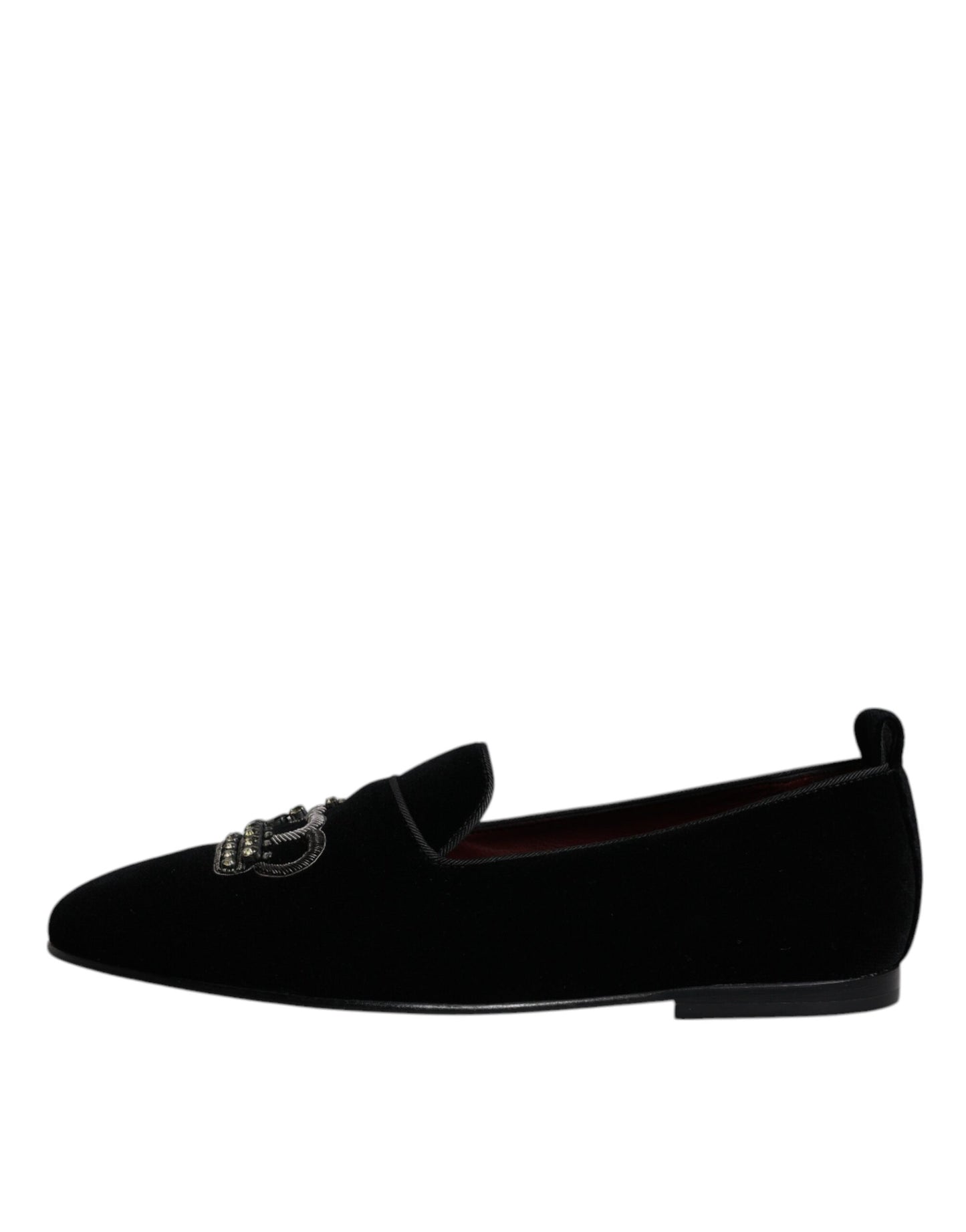 Mocassins Dolce &amp; Gabbana en velours noir avec couronne en cristal