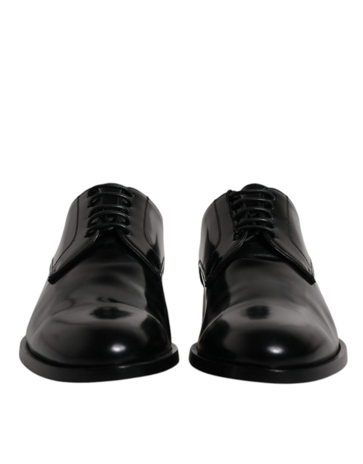 Zapatos Derby de vestir formales con cordones de piel de becerro negra de Dolce &amp;amp; Gabbana
