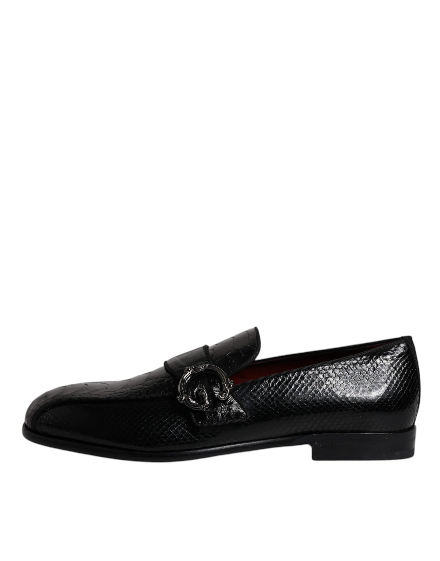 Mocassins Dolce &amp; Gabbana en cuir exotique noir avec logo DG