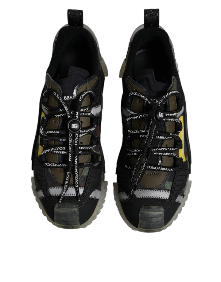 Dolce &amp; Gabbana Black Green Camo NS1 Low Top Sneakers Shoes