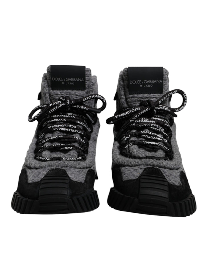 Dolce &amp; Gabbana Gray Black NS1 High Top Boots Sneakers Shoes