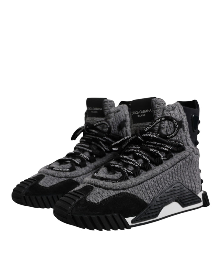 Dolce &amp; Gabbana Gray Black NS1 High Top Boots Sneakers Shoes