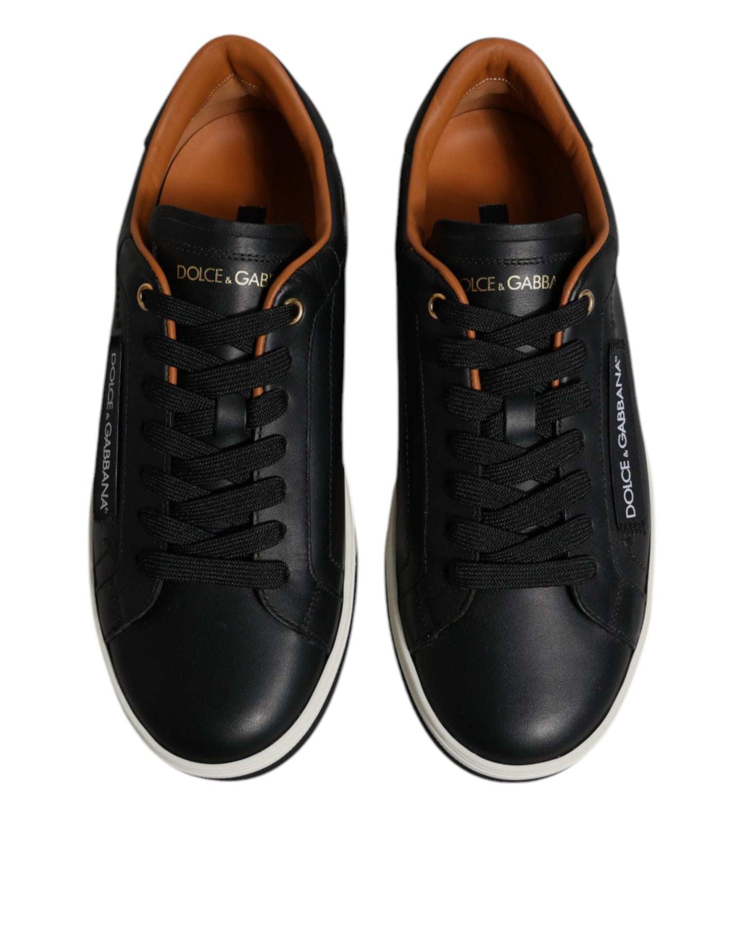 Baskets basses en cuir noir Dolce &amp; Gabbana pour homme