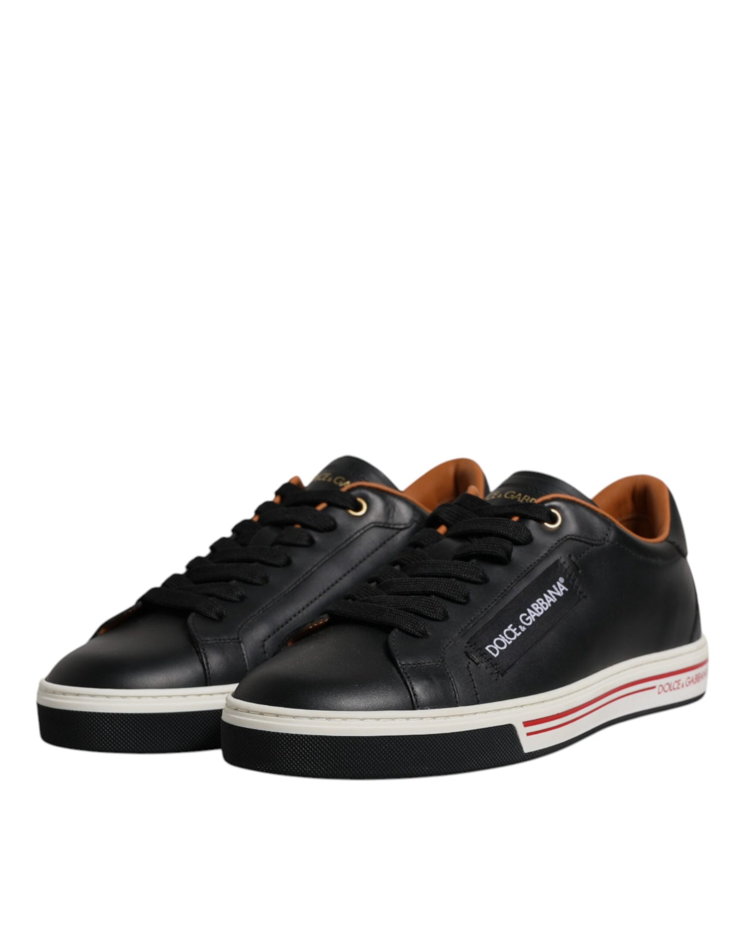 Baskets basses en cuir noir Dolce &amp; Gabbana pour homme