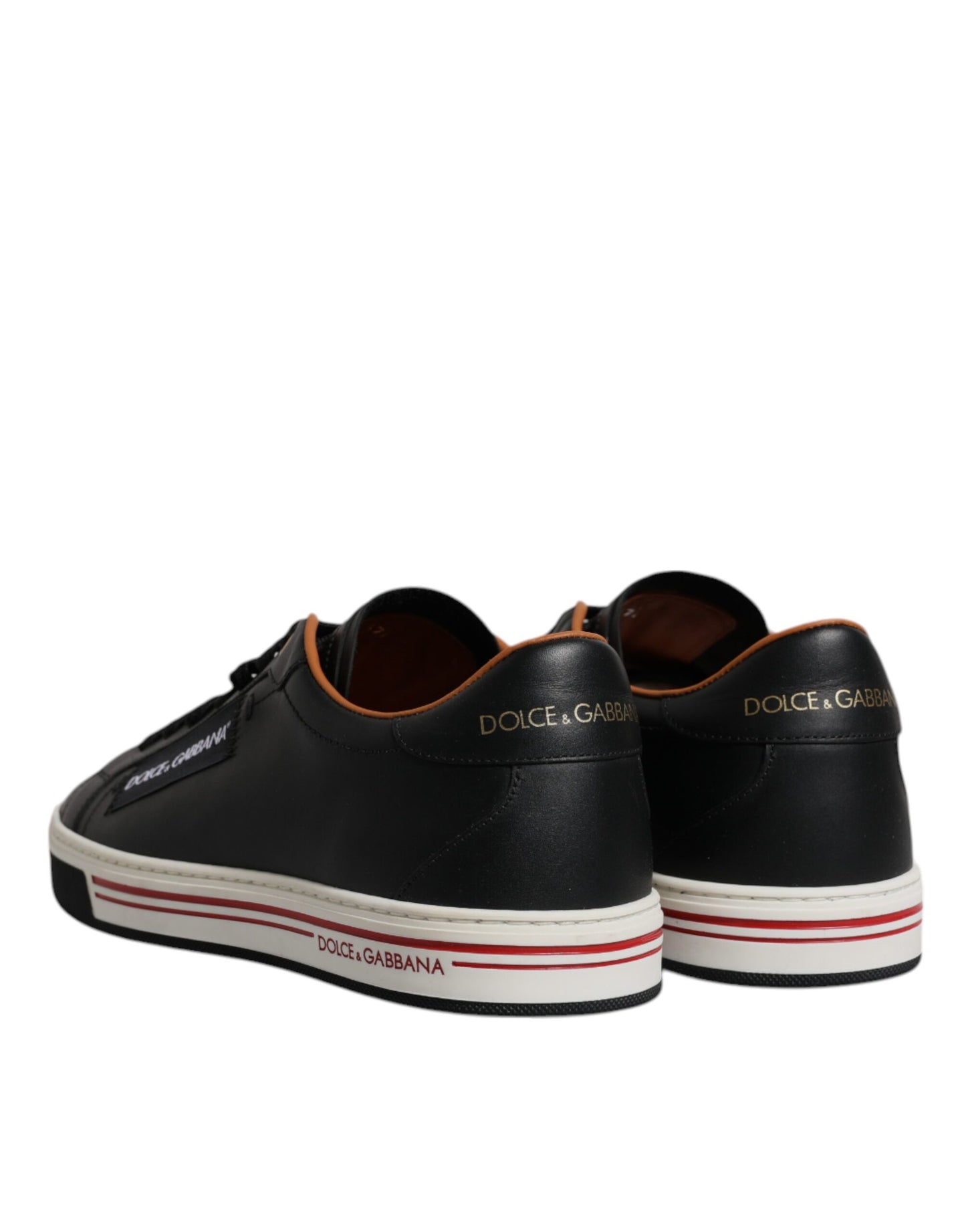 Baskets basses en cuir noir Dolce &amp; Gabbana pour homme