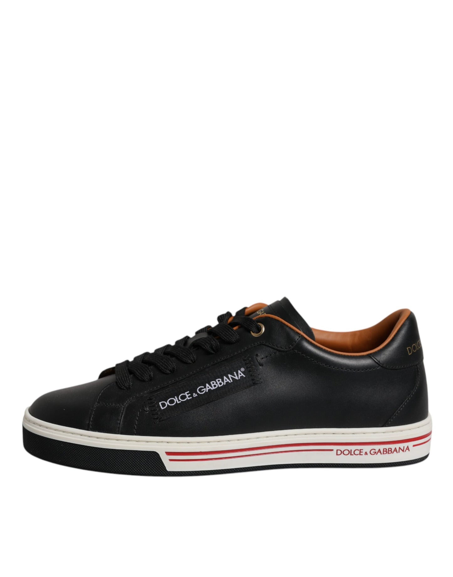 Baskets basses en cuir noir Dolce &amp; Gabbana pour homme