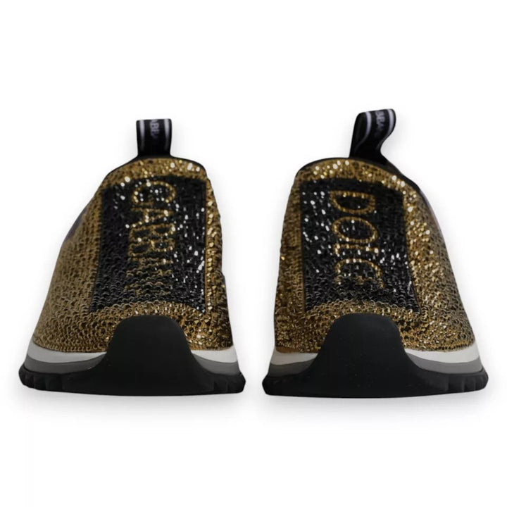 Dolce &amp; Gabbana Gold Rhinestones Sorrento Sneakers Shoes