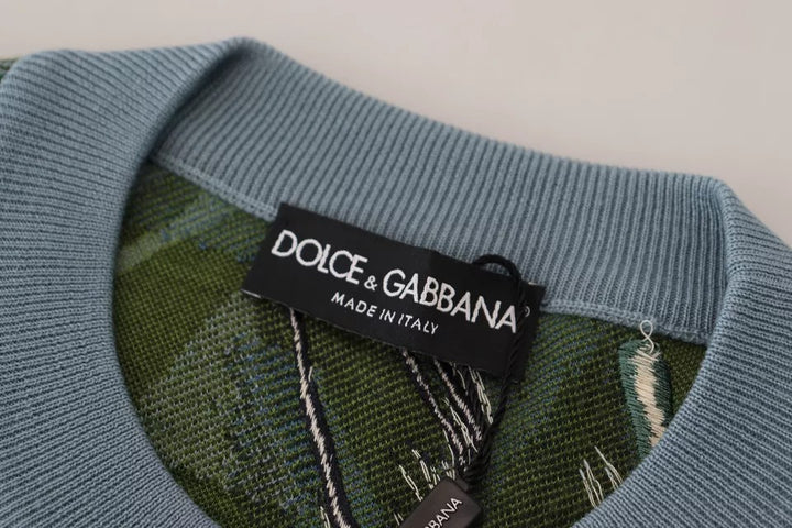Dolce &amp; Gabbana Jungle Wool Silk Pullover Logo Sweater