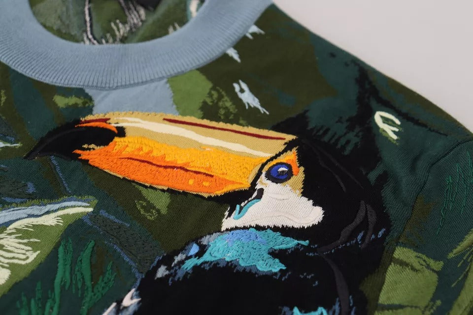 Dolce &amp; Gabbana Jungle Wool Silk Pullover Logo Sweater