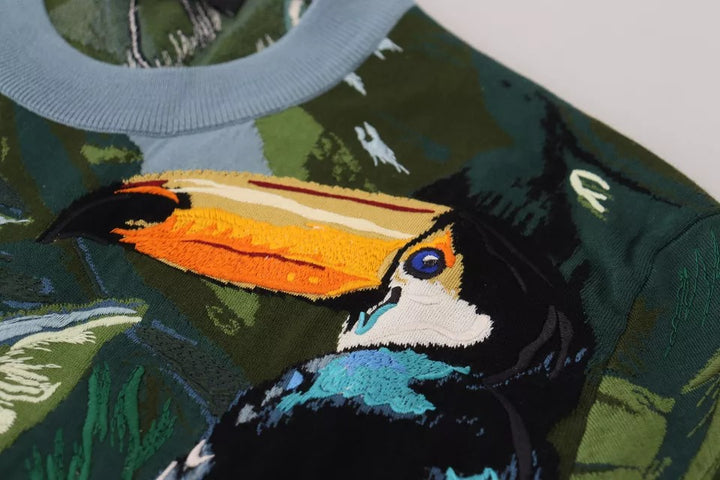 Dolce &amp; Gabbana Jungle Wool Silk Pullover Logo Sweater