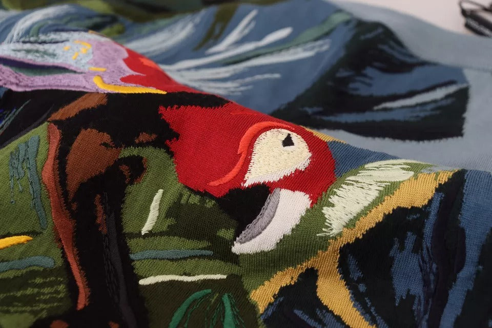 Dolce &amp; Gabbana Jungle Wool Silk Pullover Logo Sweater