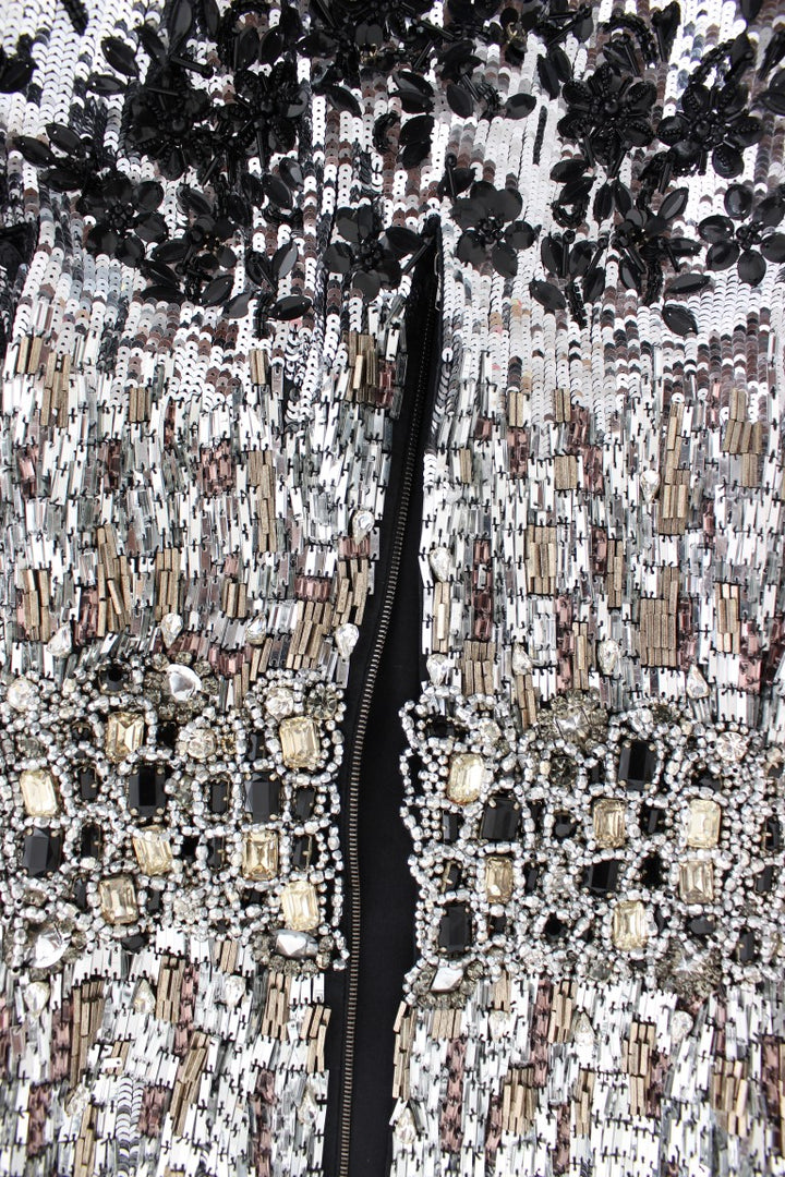 Dolce &amp; Gabbana Crystal Silver Runway Handmade Dress women’s dress