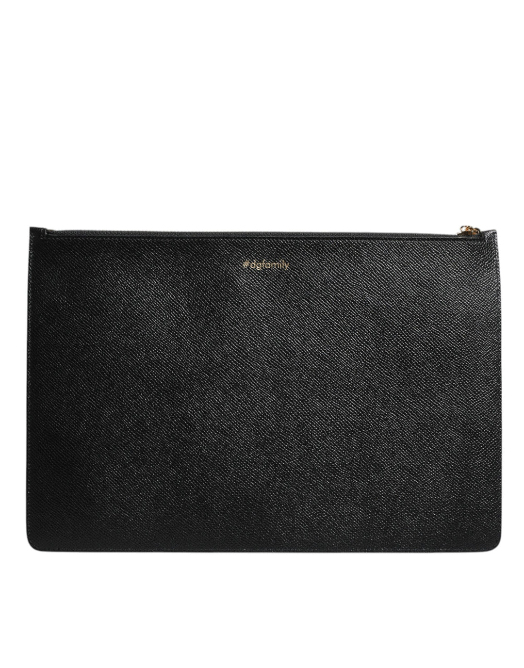 Sac pochette zippé en cuir noir Dolce &amp;amp; Gabbana 