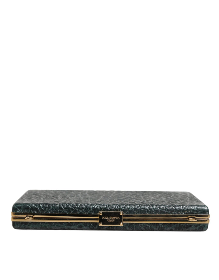 Dolce &amp; Gabbana Black Leather Clutch Evening Crossbody Bag