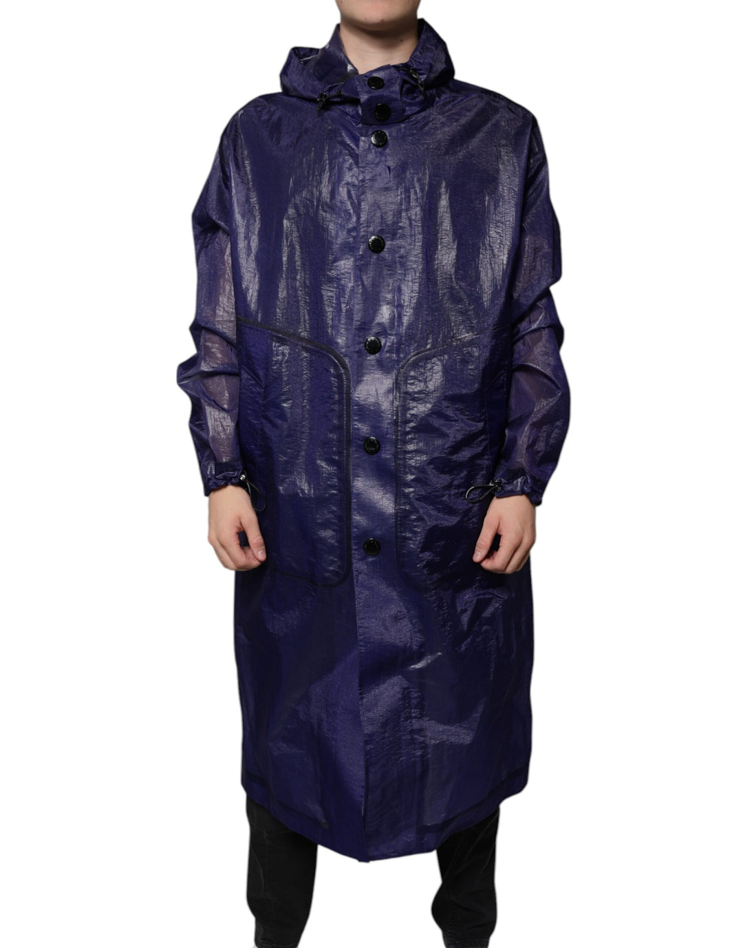 Chaqueta impermeable con capucha de algodón azul oscuro para hombre de Dolce &amp; Gabbana