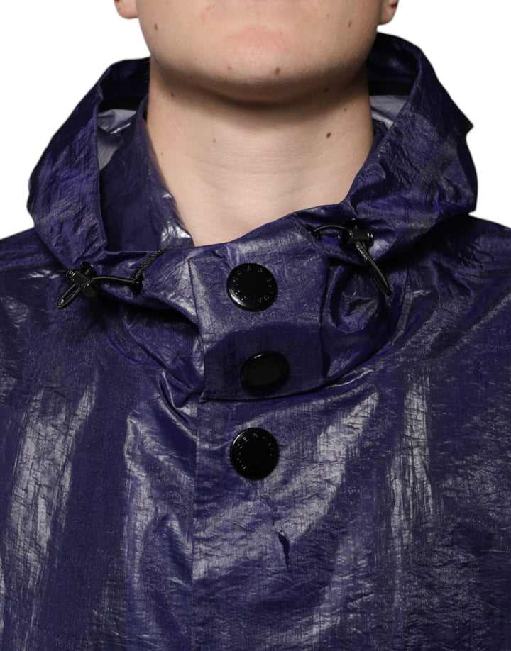 Chaqueta impermeable con capucha de algodón azul oscuro para hombre de Dolce &amp; Gabbana
