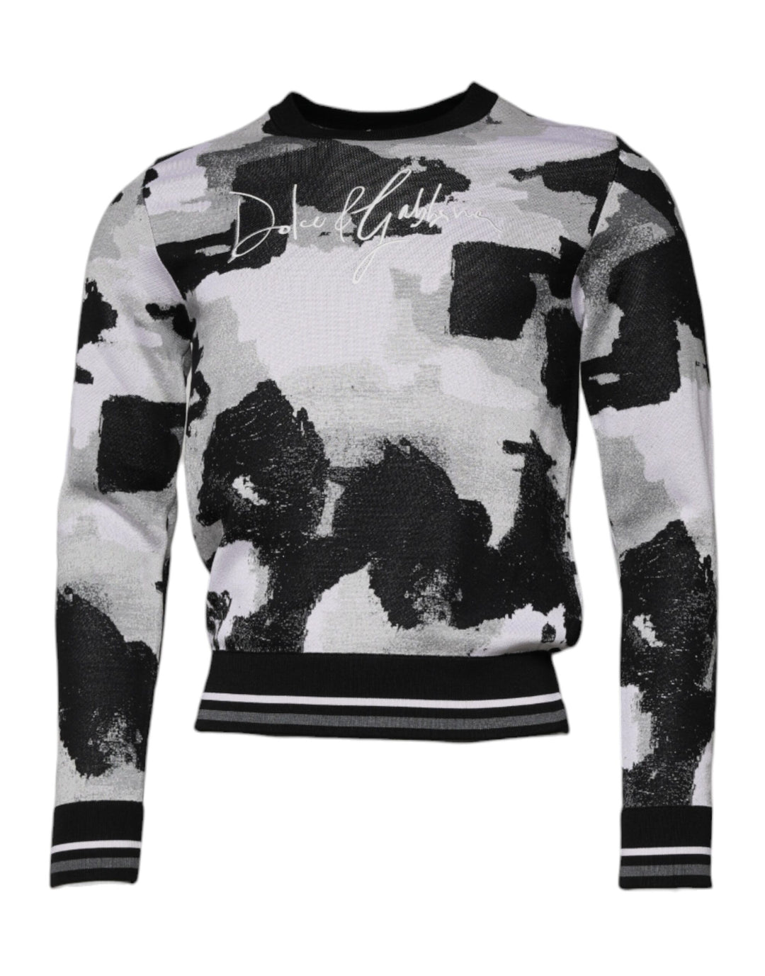Dolce &amp; Gabbana Multicolor Camouflage Crew Neck Men Pullover Sweater
