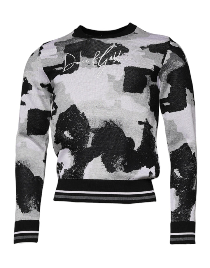 Dolce &amp; Gabbana Multicolor Camouflage Crew Neck Men Pullover Sweater