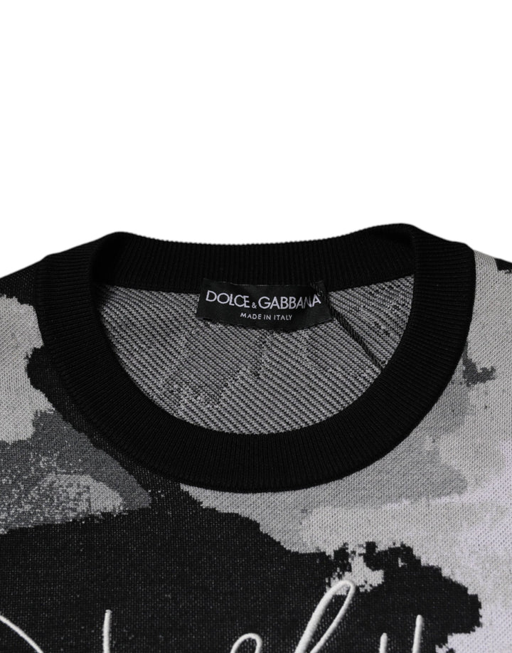 Dolce &amp; Gabbana Multicolor Camouflage Crew Neck Men Pullover Sweater