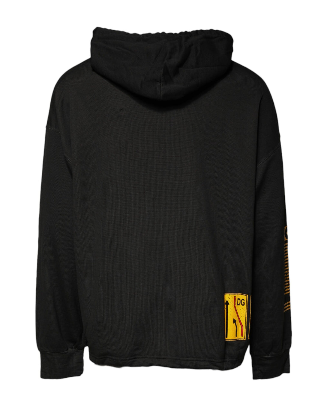 Dolce &amp; Gabbana Black Cotton Hooded DG Shield Pullover Sweater