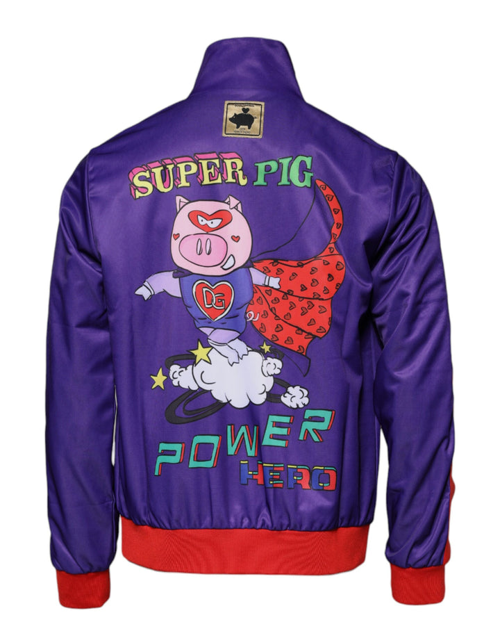 Dolce &amp; Gabbana Purple Year Of The Pig Full Zip Bomber Sweater