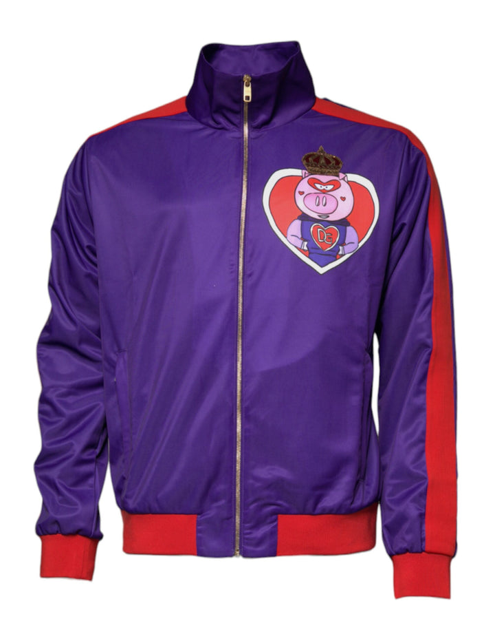 Dolce &amp; Gabbana Purple Year Of The Pig Full Zip Bomber Sweater