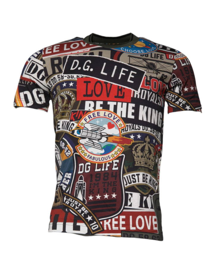 Dolce &amp; Gabbana Multicolor Graphic Print Cotton Crew Neck T-shirt