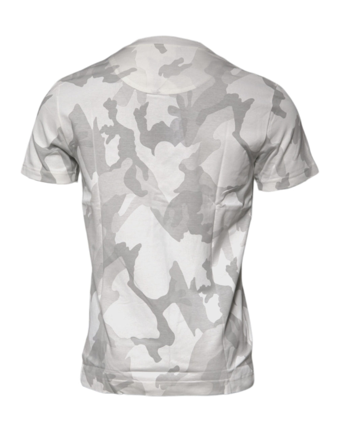 Dolce &amp; Gabbana White Gray Camouflage Cotton Crew Neck T-shirt