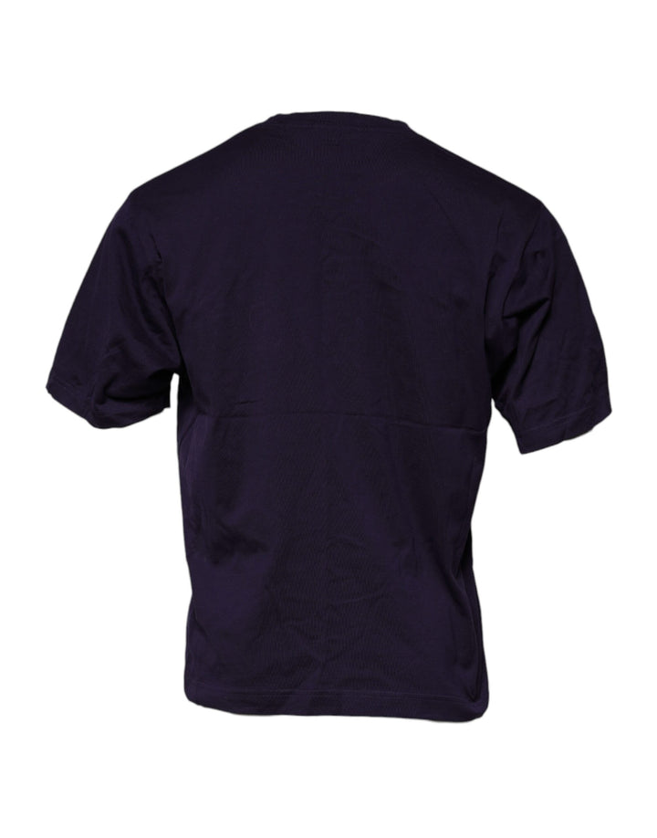 Dolce &amp; Gabbana Purple DG Logo Cotton Crew Neck T-shirt