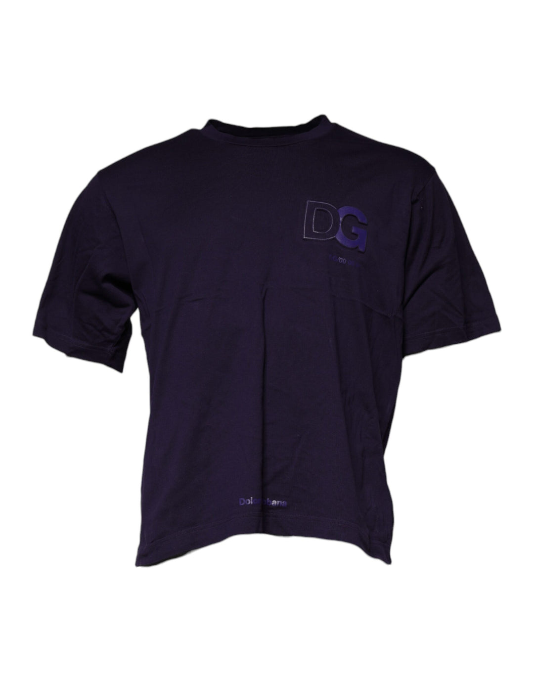 Dolce &amp; Gabbana Purple DG Logo Cotton Crew Neck T-shirt