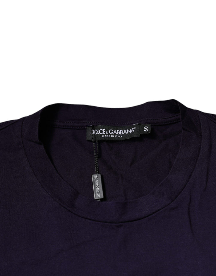 Dolce &amp; Gabbana Purple DG Logo Cotton Crew Neck T-shirt