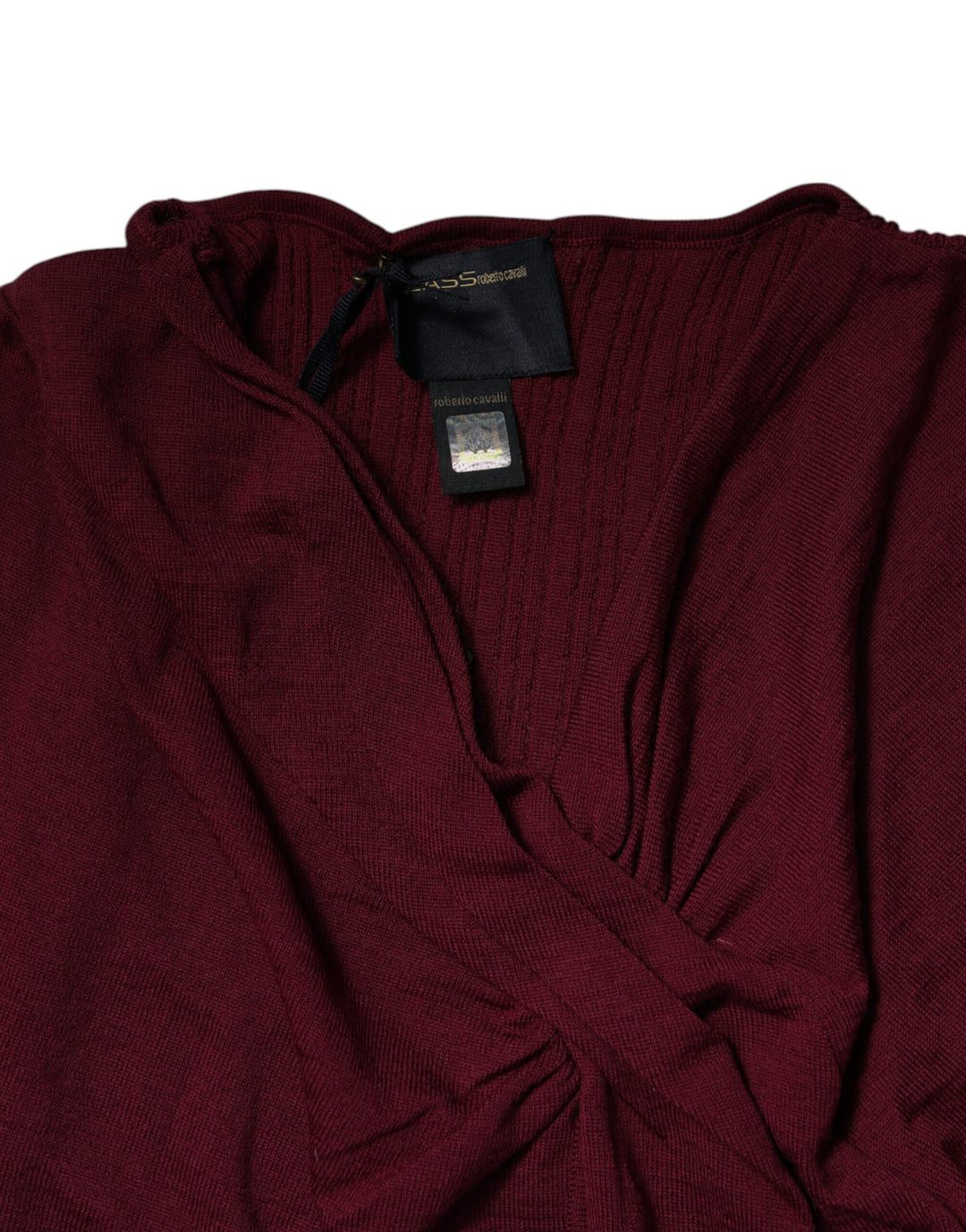 Pull en maille trou de serrure Roberto Cavalli bordeaux