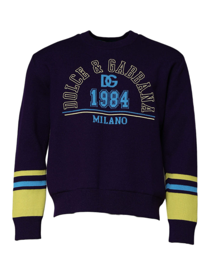 Dolce &amp; Gabbana Blue 1984 Milano CrewNeck Sweatshirt Sweater