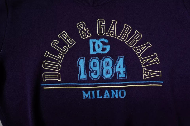 Dolce &amp; Gabbana Blue 1984 Milano CrewNeck Sweatshirt Sweater