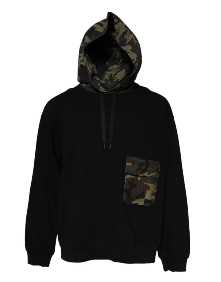 Dolce &amp; Gabbana Black Camouflage Hooded Sweatshirt Sweater