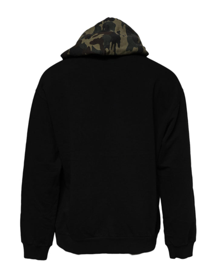 Dolce &amp; Gabbana Black Camouflage Hooded Sweatshirt Sweater