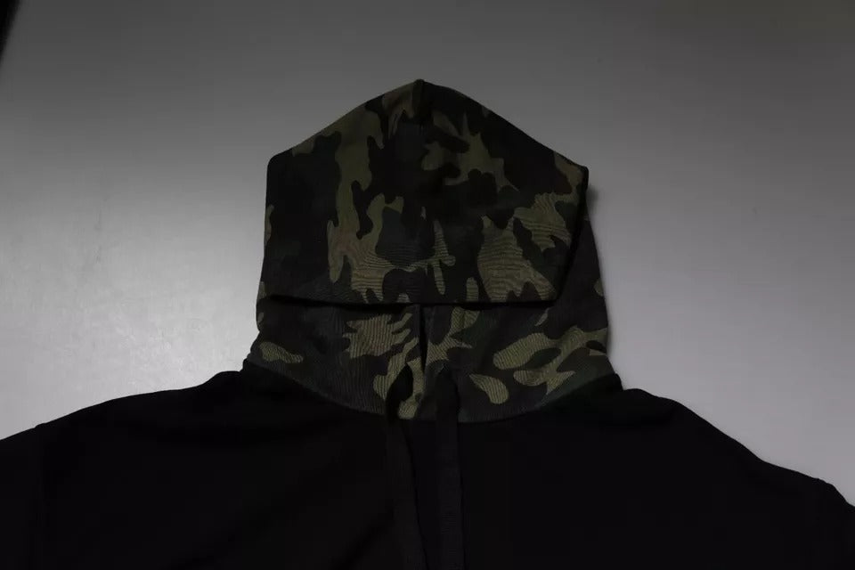 Dolce &amp; Gabbana Black Camouflage Hooded Sweatshirt Sweater