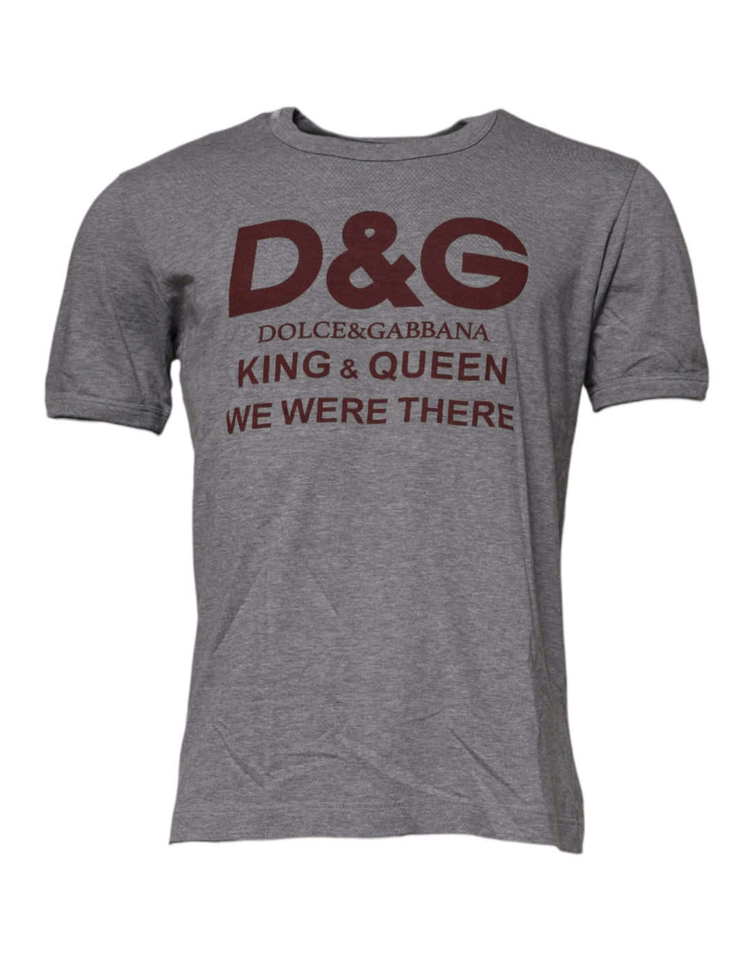 Dolce &amp; Gabbana Gray Logo Print Cotton Crew Neck Men T-shirt