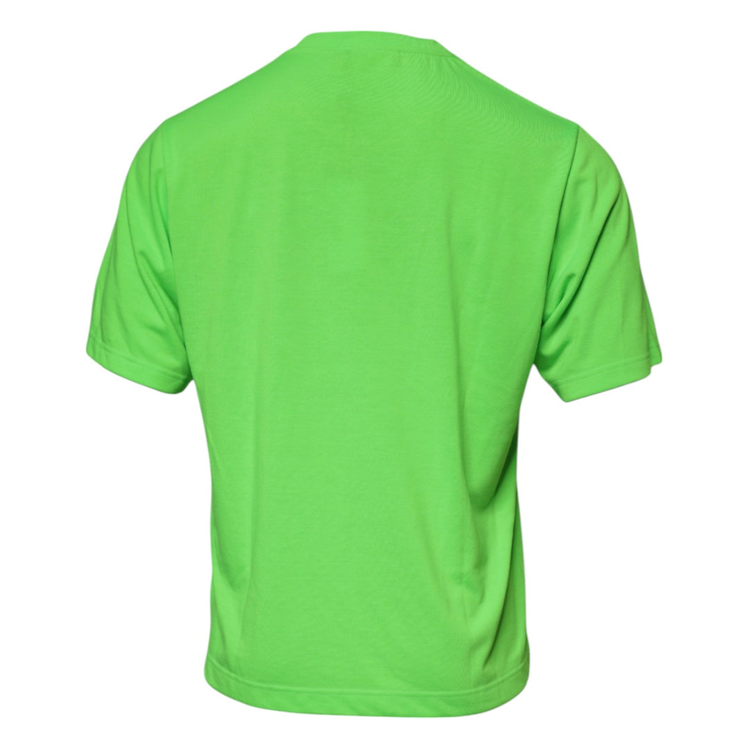 Dolce &amp; Gabbana Green Logo Polyester Crew Neck T-shirt