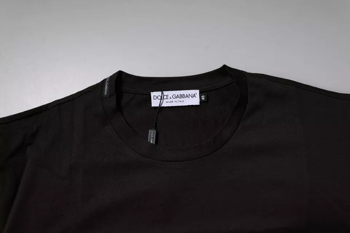 Dolce &amp; Gabbana Dark Brown Logo Cotton Crew Neck T-shirt
